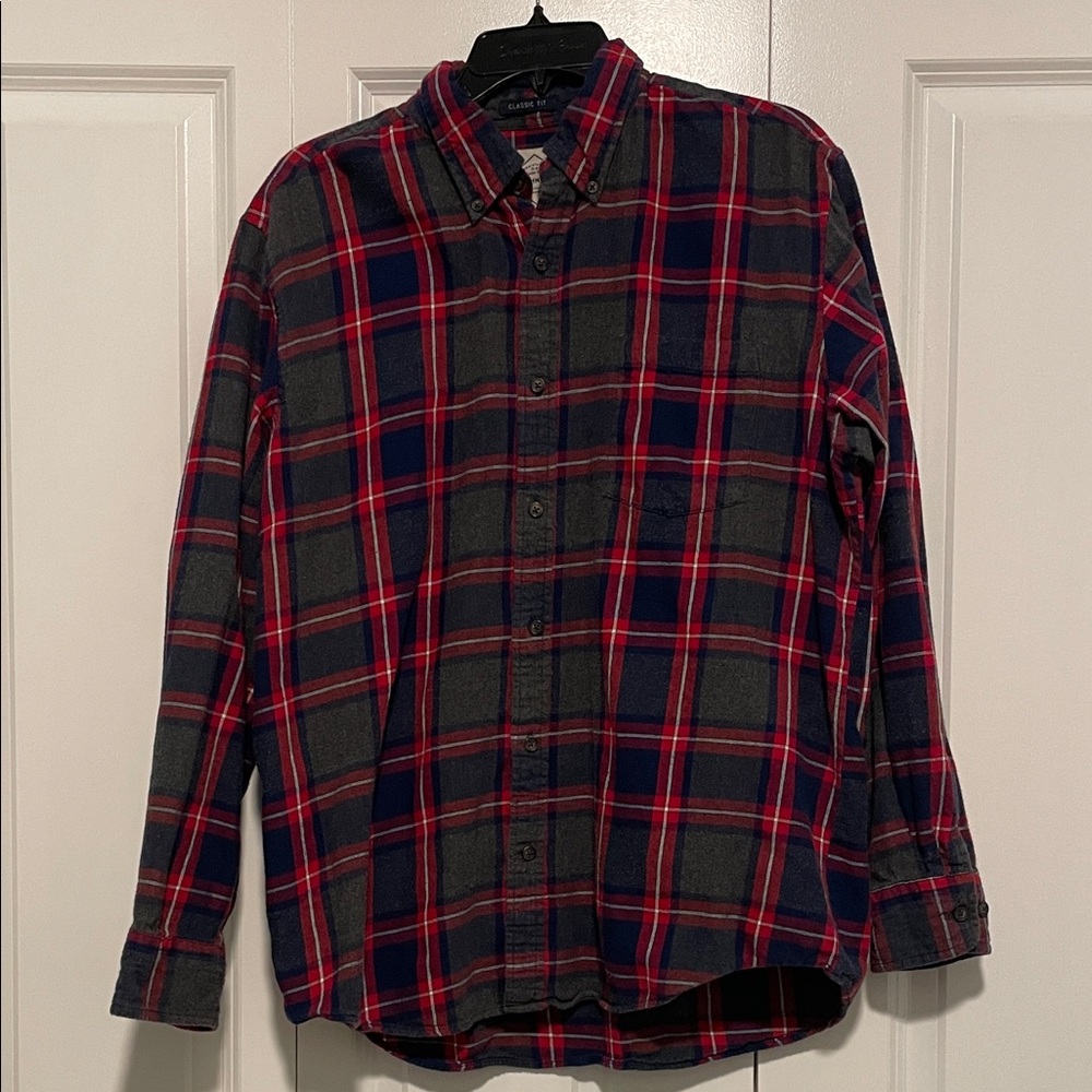 St. John's Bay Red and Blue Plaid Casual Shirt